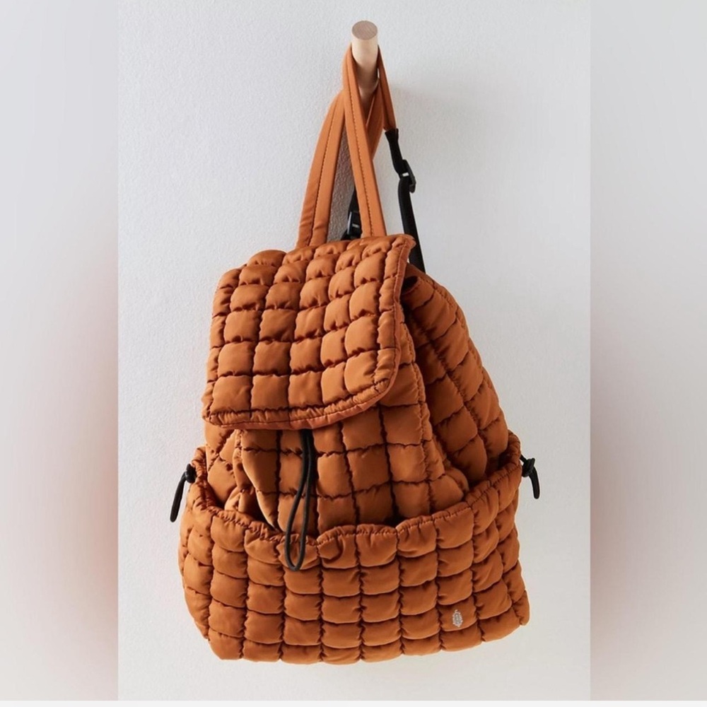 Free People FP Movement Quilted Backpack in Toffee Bronze